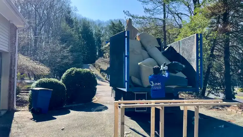 Junk Doctors providing professional construction waste removal and job site debris hauling services for a renovation project in North NJ.