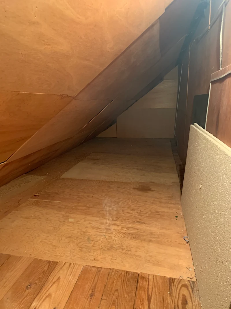 The same New Jersey attic space shown completely empty, clean, and swept following a professional JunkDoctors attic cleanout service.